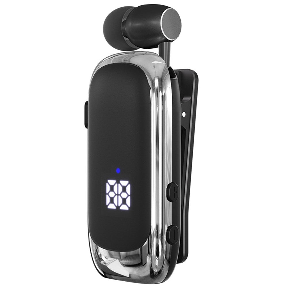 K88 Business Lavalier-høretelefoner Udtrækkelige Sports Bluetooth-kompatible Øretelefoner med LED-display