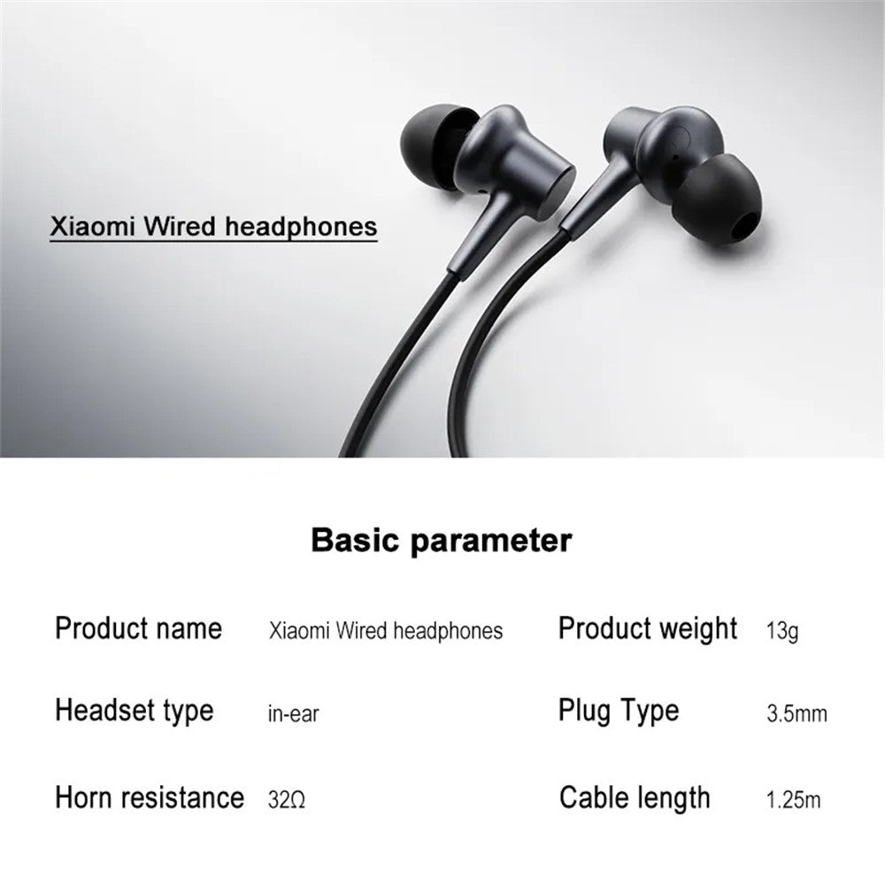 XIAOMI DDQ02WM 3.5mm Wired Earphone Wire Control Music Calls In-Ear Headset