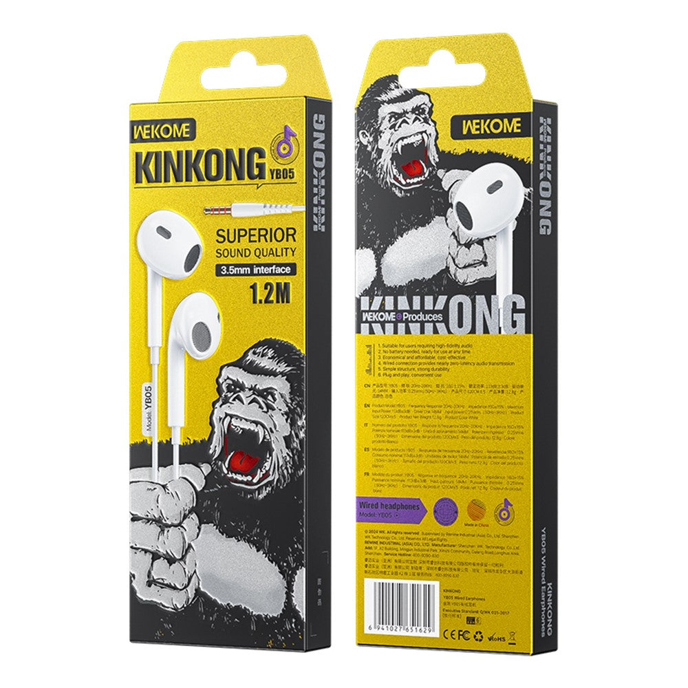 WEKOME YB05 Kinkong Series 3.5mm Interface 1.2m Wired Earphones Semi In-Ear Headphones