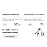 REMAX RM-709a Type-C Digital Gaming Wired Earphones In-Ear Headset with Detachable Mic  /  RGB Lighting