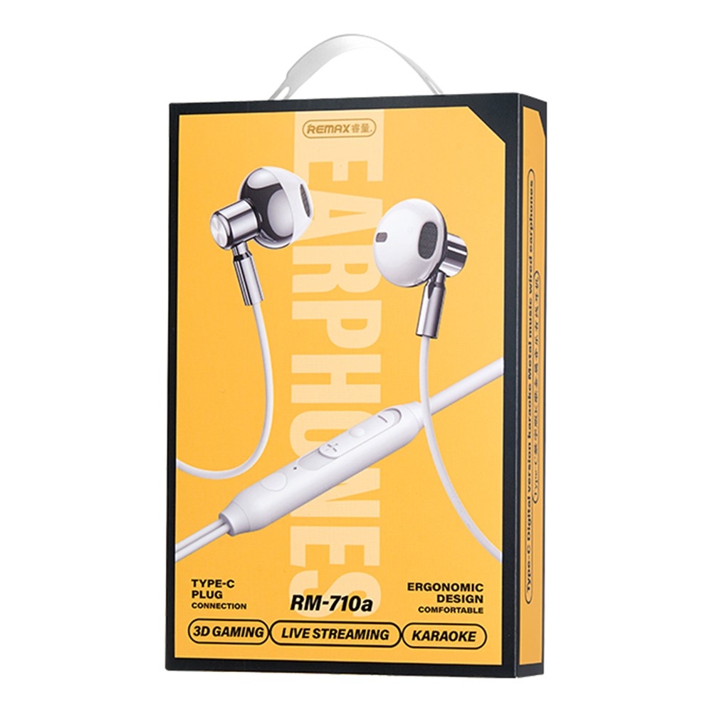 REMAX RM-710a Type-C Digital Wired Earphones Metal Music Headset with Microphone