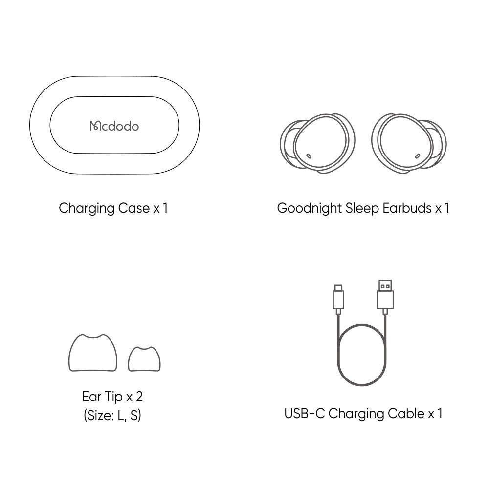 MCDODO HP-4490 D01 Series TWS Earphones BT 5.3 Wireless Sleep Headphones