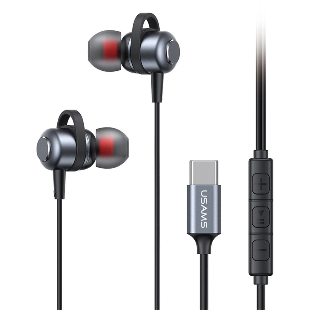 USAMS SJ758 EP-48 In-Ear Wired Earbuds Aluminum Alloy Type-C Earphones with Three-Button Control
