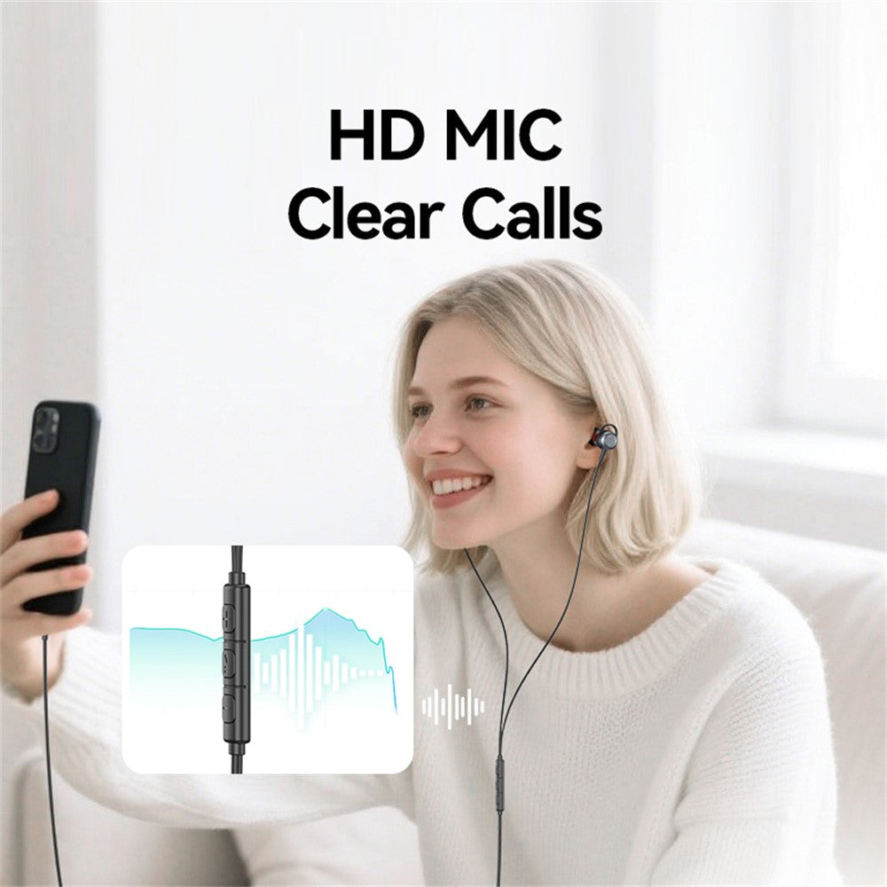 USAMS SJ758 EP-48 In-Ear Wired Earbuds Aluminum Alloy Type-C Earphones with Three-Button Control