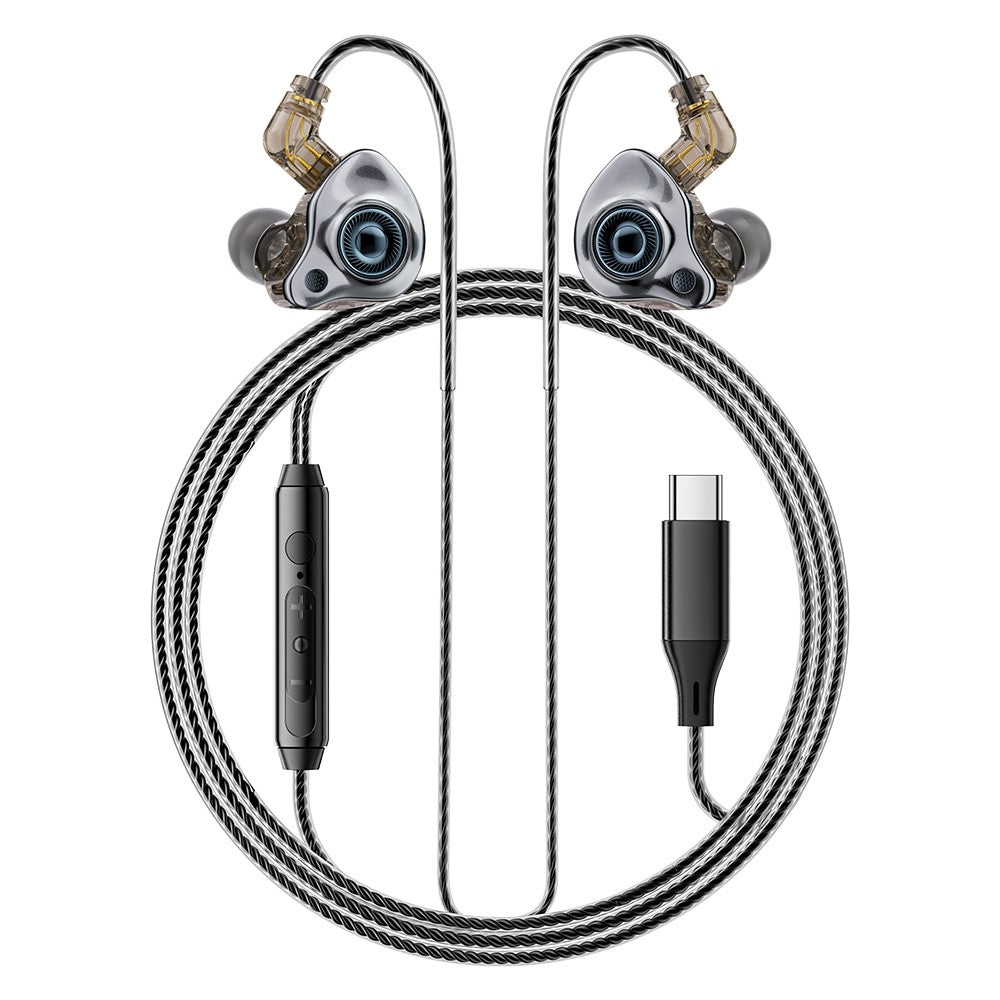 ESSAGER Type C Avtagbara Trådbundna Hörlurar In-Ear Gaming Headset Inbyggd Mikrofon, 1,2m