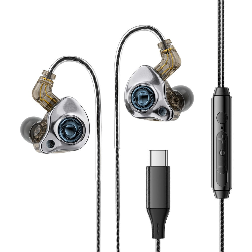 ESSAGER Type C Avtagbara Trådbundna Hörlurar In-Ear Gaming Headset Inbyggd Mikrofon, 1,2m