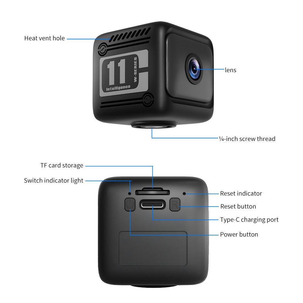 W11 WiFi Mini Camera HD Night Vision Wireless Security Camera with Motion Detection for Home Surveillance