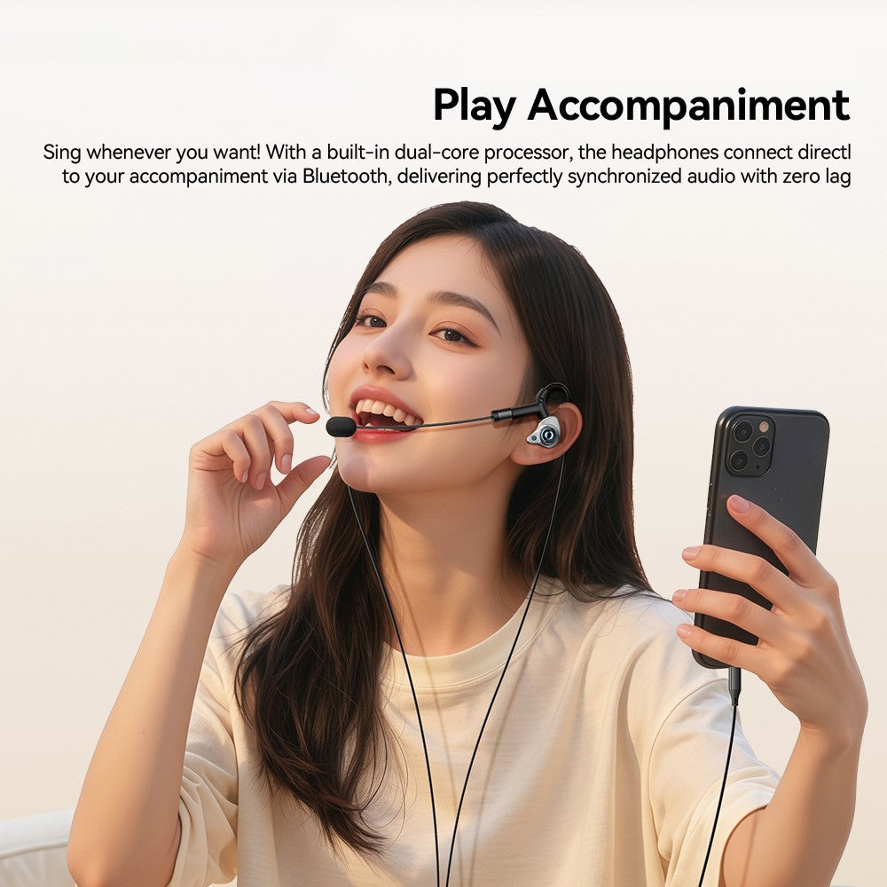 ESSAGER Type-C Karaoke Earphones with Built-in Sound Card, Real-Time Monitoring, In-Ear Headphones