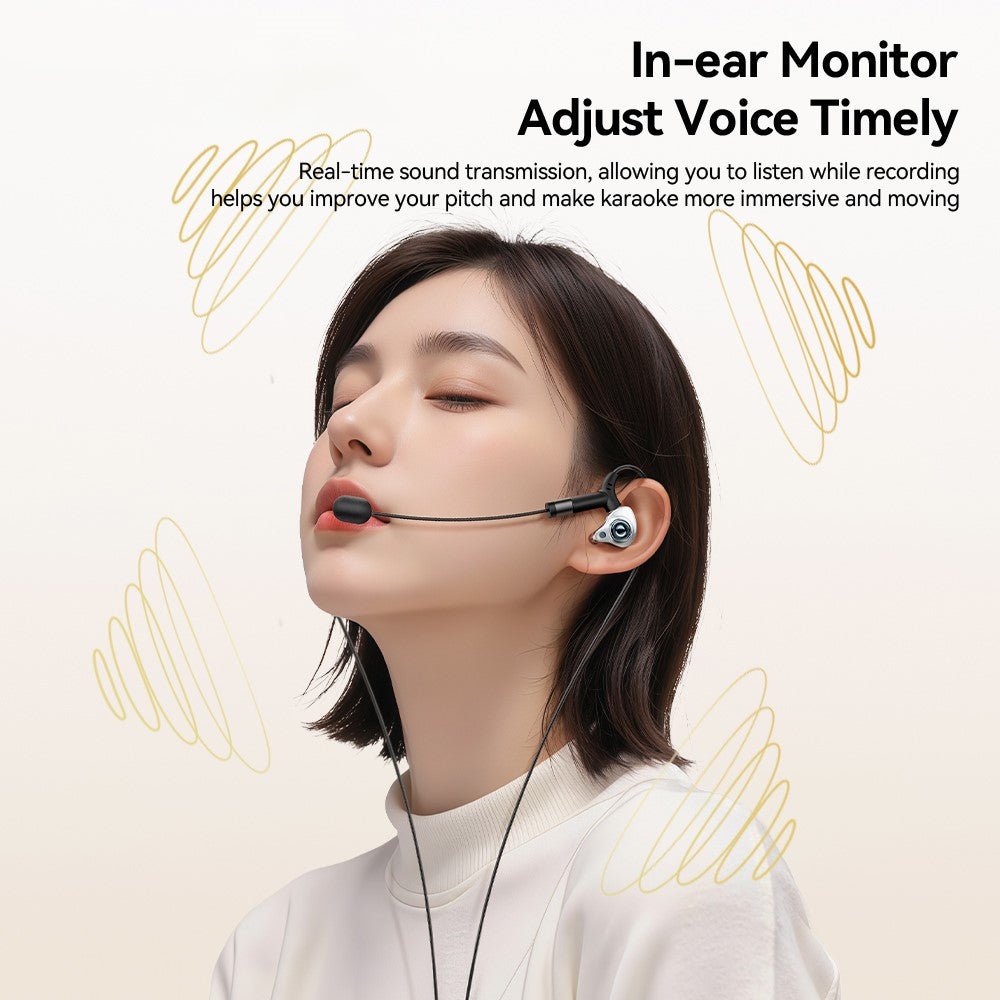 ESSAGER Type-C Karaoke Earphones with Built-in Sound Card, Real-Time Monitoring, In-Ear Headphones