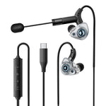 ESSAGER Type-C Karaoke Earphones with Built-in Sound Card, Real-Time Monitoring, In-Ear Headphones