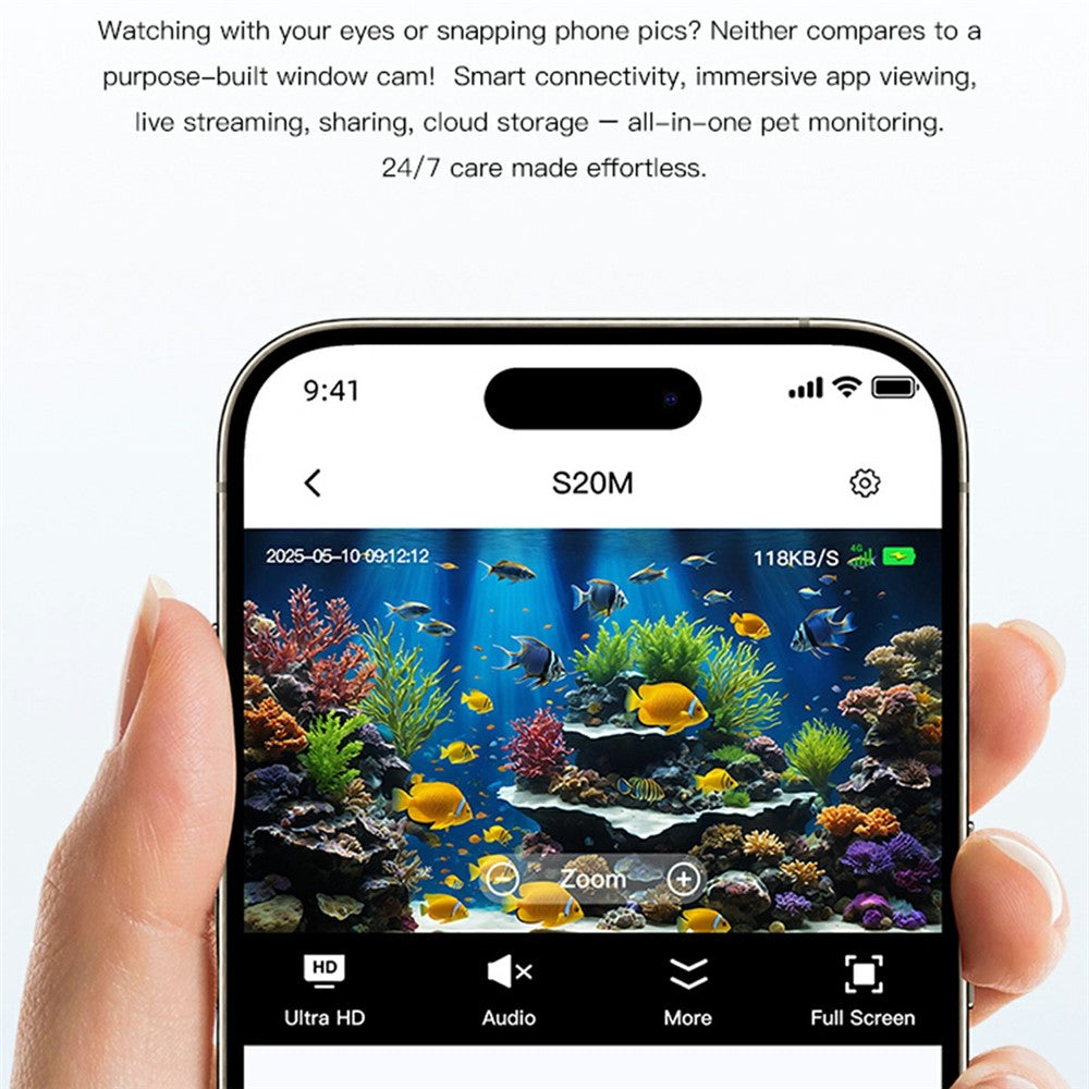 S20M Aquarium Camera Home Two-Way Audio Security Camera Support HD Night Vision for Fish Reptiles