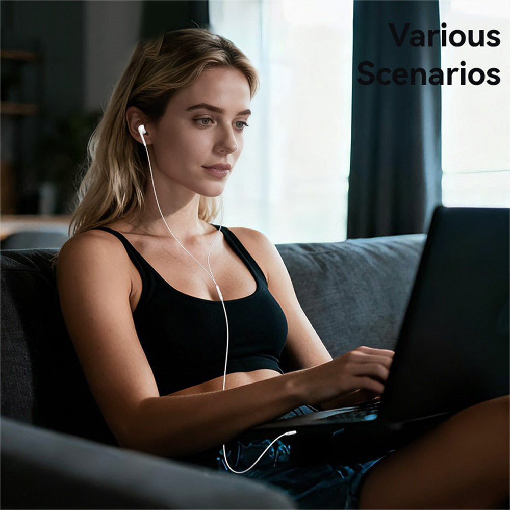 USAMS SJ771 EP-50 1.2m Type-C Digital Wired Earphones Semi-in-ear Earphones with Microphone