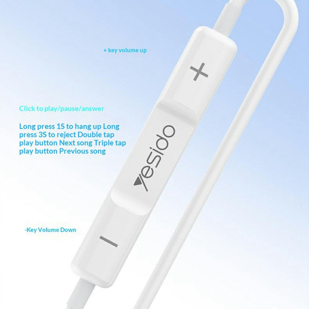 YESIDO YH51 trådbundna hörlurar med Lightning-kontakt In-Ear hörlurar 14 mm dynamisk högtalare / Multifunktionskontroll