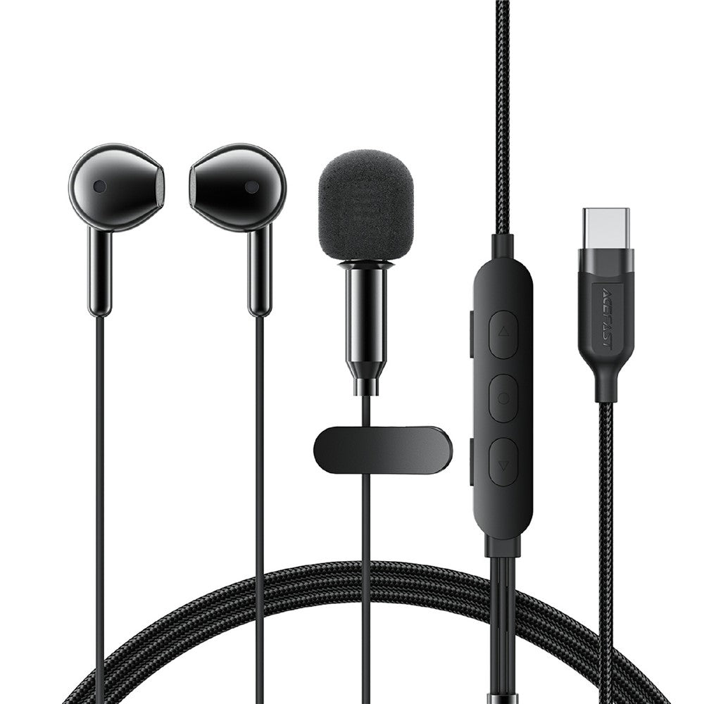 ACEFAST L12 USB-C Semi In-Ear Karaoke Wired Earphones Built-In Microphone for Live Streaming / Recording / Gaming