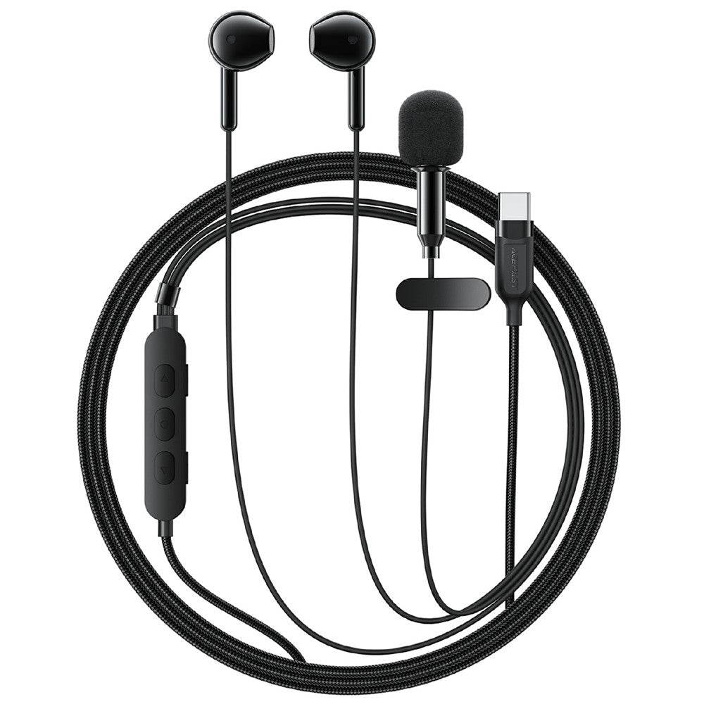 ACEFAST L12 USB-C Semi In-Ear Karaoke Wired Earphones Built-In Microphone for Live Streaming / Recording / Gaming