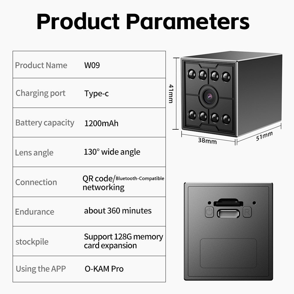 W09 WiFi HD Mini Night Vision Camera Remote Monitoring Motion Detection 1080P Security Cam