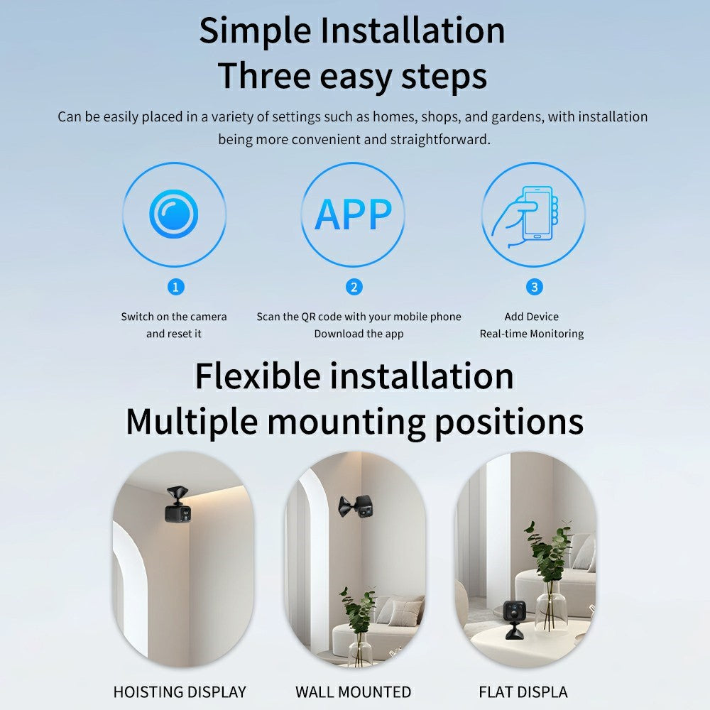 B01 Mini WiFi Security Camera 3MP HD 1080P Night Vision PIR Human Detection Wireless Safety Camera for Home Outdoor