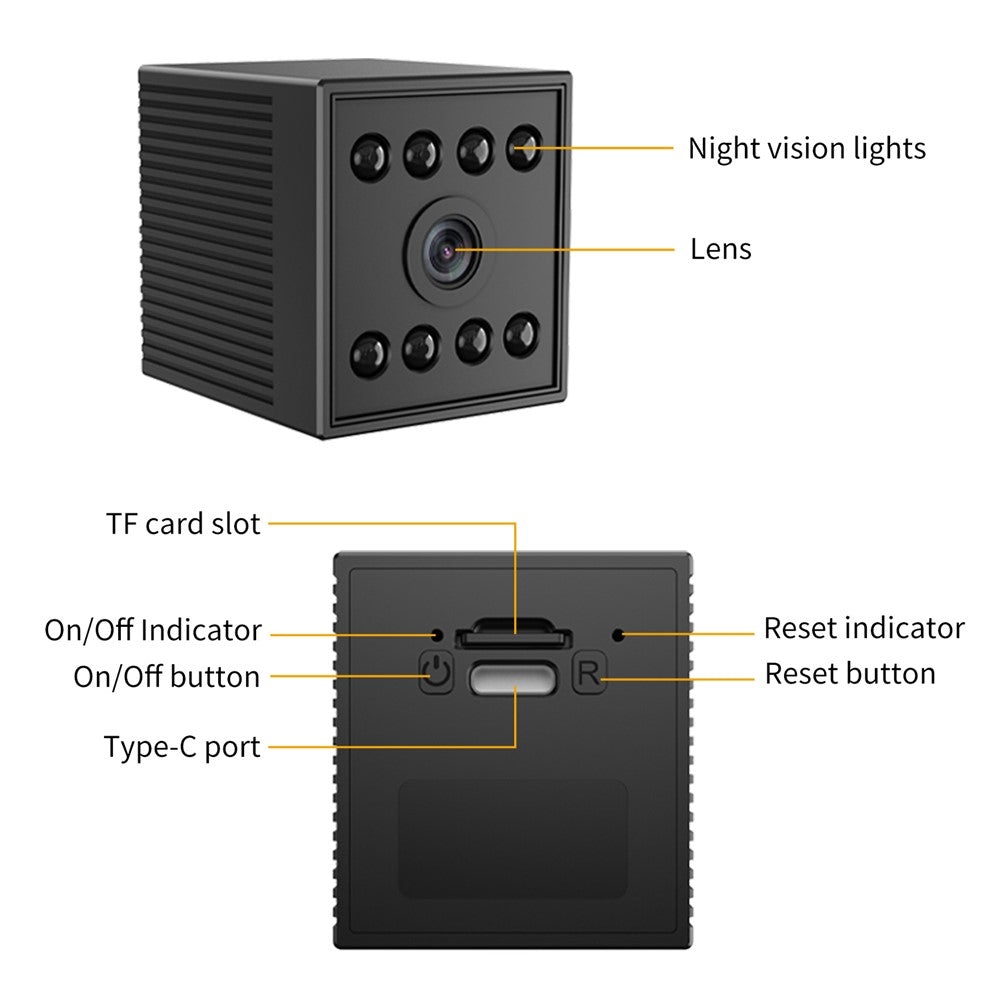 W10 WiFi HD Mini Security Camera Night Vision Motion Detection 1080P Indoor Surveillance Camera