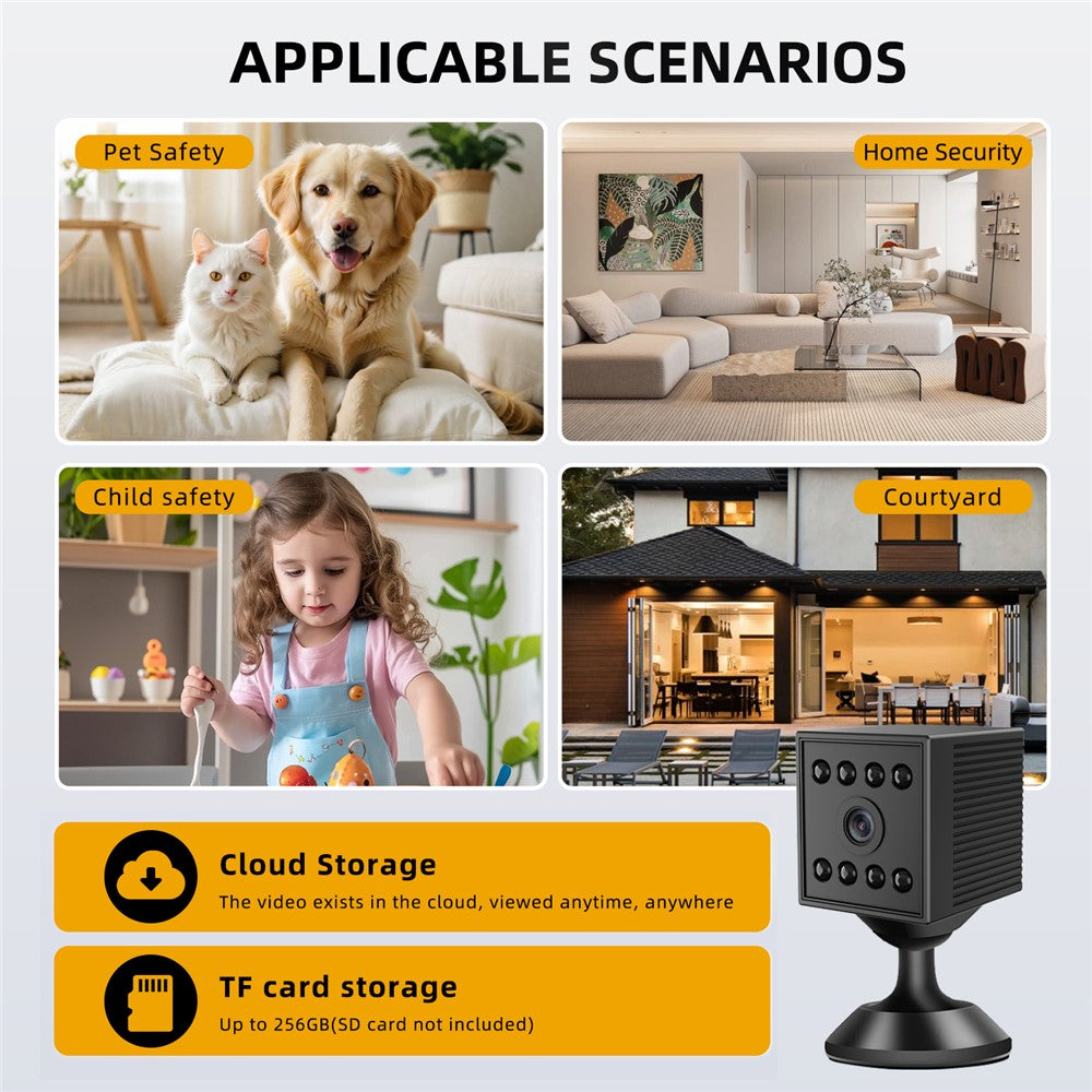 W10 WiFi HD Mini Security Camera Night Vision Motion Detection 1080P Indoor Surveillance Camera