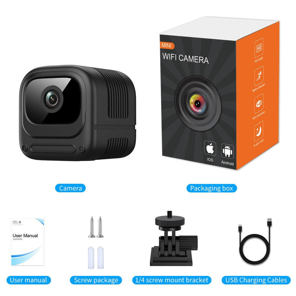 W08 WiFi Mini Camera HD 1080P Infrared Night Vision Motion Detection 130 Degree View Security Cam for Home