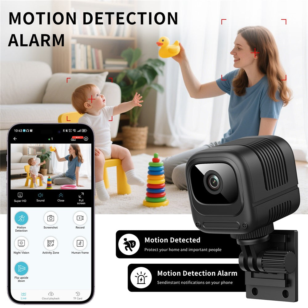 W08 WiFi Mini Camera HD 1080P Infrared Night Vision Motion Detection 130 Degree View Security Cam for Home