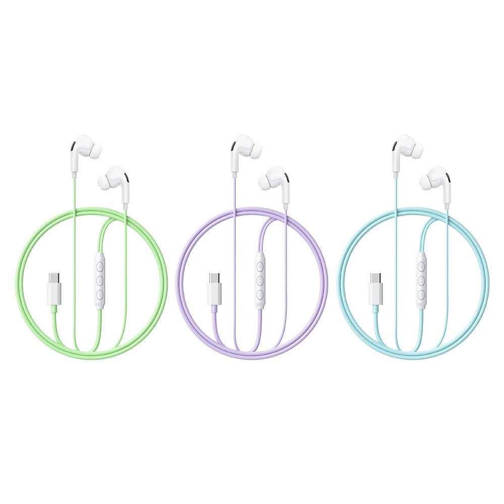 WEKOME YB13 Macaron Series Type-C kablet øretelefon 10mm HiFi lyd in-ear hovedtelefon til musik og opkald