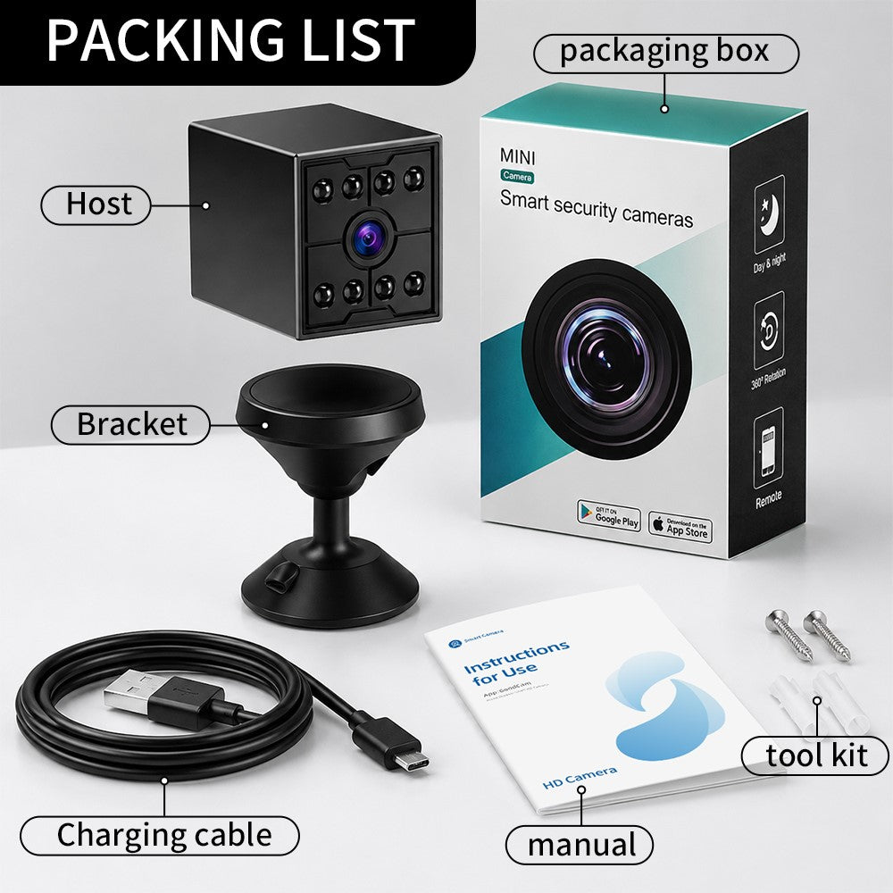 W09 WiFi HD Mini Night Vision Camera 720P Security Cam Motion Detection for Home Office