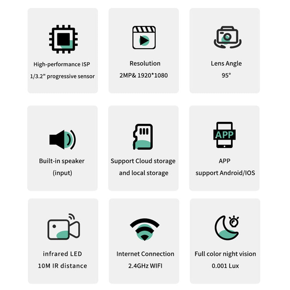 K7 WiFi-kamera HD Mini 1080P Fullfärg Nattseende Tvåvägsljud Vidvinkel för inomhussäkerhet
