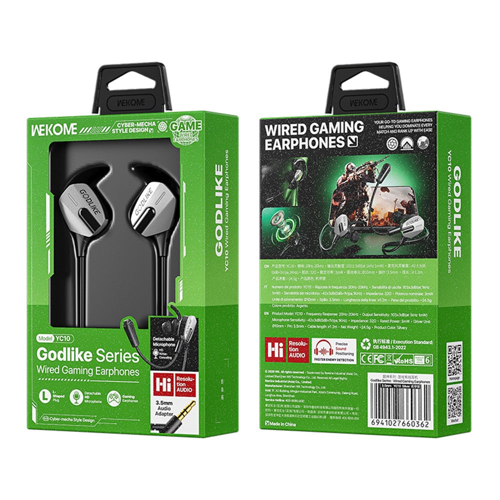 WEKOME YC10 Godlike Series 3,5 mm Kabelforbundne Gaming-Høretelefoner 10 mm Kobberringsmembran med Aftagelig Støjreducerende Mikrofon