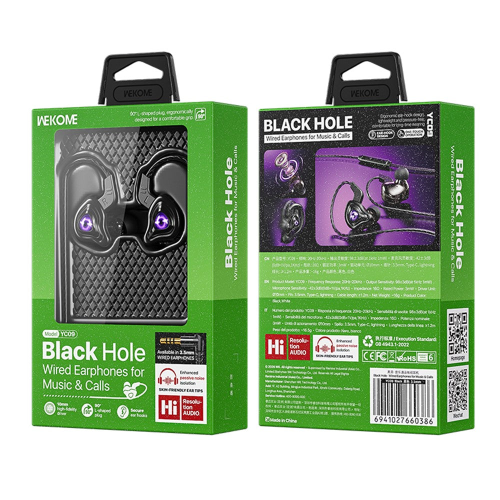WEKOME YC09 3.5mm Wired In-Ear Earphones HiFi Sound 10mm Driver with Mic for Music Calls Gaming