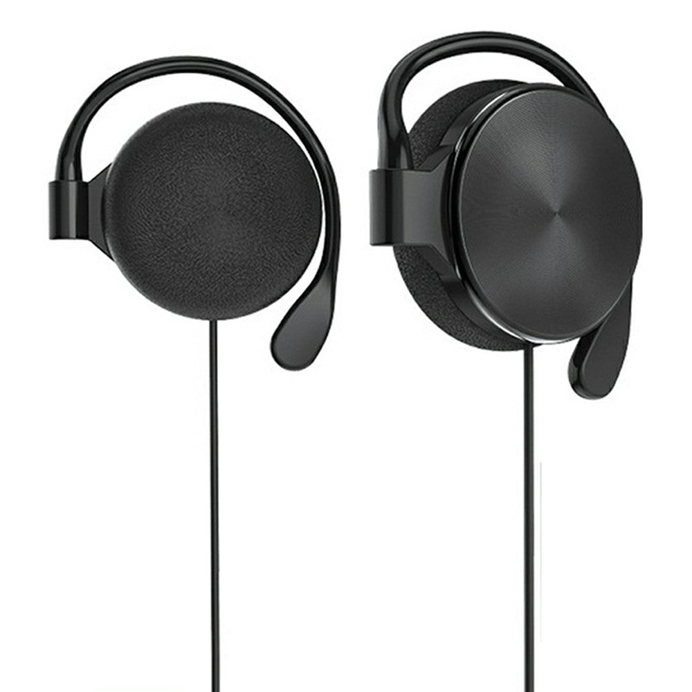H035 2.1m 3.5mm Wired Earhook Earphones 30mm Driver In-line Mic for Outdoor Sports