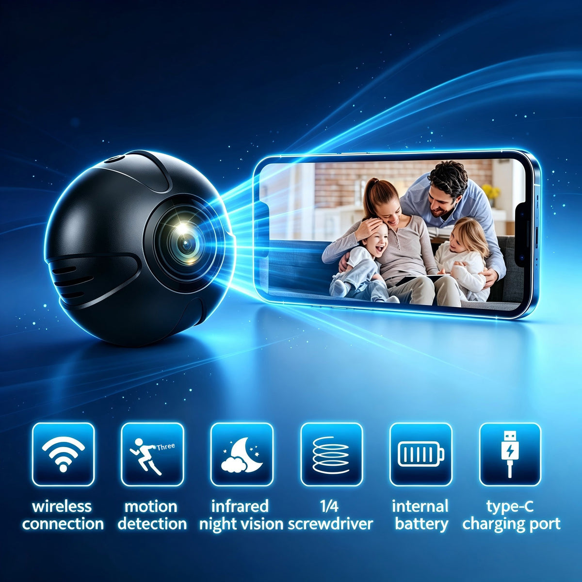 X3-1 1080P WiFi-kamera med nattesyn, 400mAh-batteri, ABS + PC-sportskamera til udendørs sports­overvågning