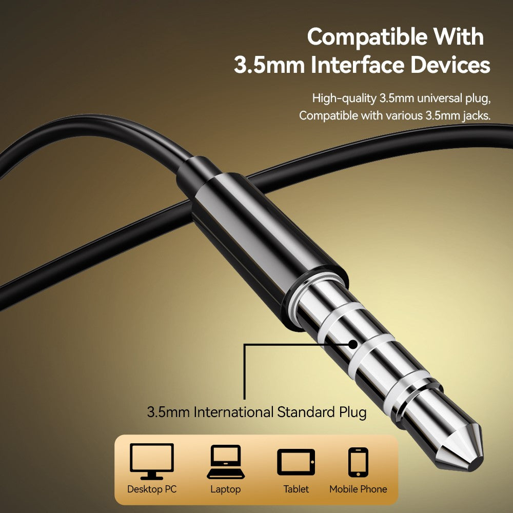 ESSAGER EJ01 3.5mm Wired Control Deep Bass Earphone 1.2m Music Mobile Phone Headset Earbuds for iPhone Huawei