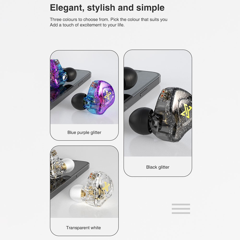 QKZ AK6 Max 3,5 mm in-ear-hörlurar, hi-fi-ljud, avtagbara trådbundna hörlurar, utan mikrofon