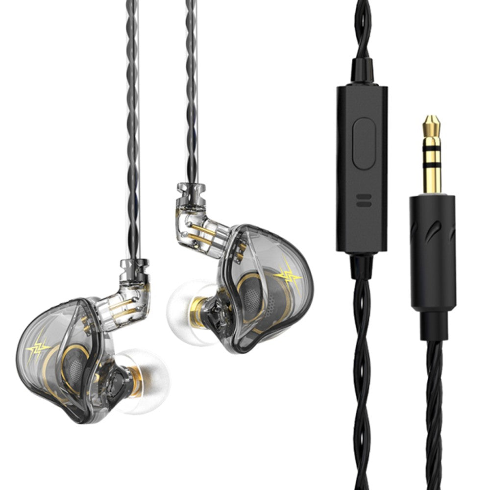 QKZ ZXT (version med mikrofon), 3,5 mm trådbundna HiFi-hörlurar med kraftfull bas och ergonomisk in-ear-design för musik och spel