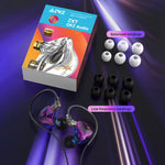 QKZ ZXT (version med mikrofon), 3,5 mm trådbundna HiFi-hörlurar med kraftfull bas och ergonomisk in-ear-design för musik och spel