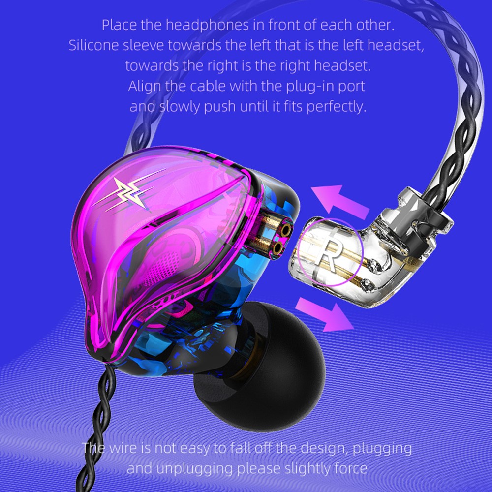 QKZ ZXT (version med mikrofon), 3,5 mm trådbundna HiFi-hörlurar med kraftfull bas och ergonomisk in-ear-design för musik och spel
