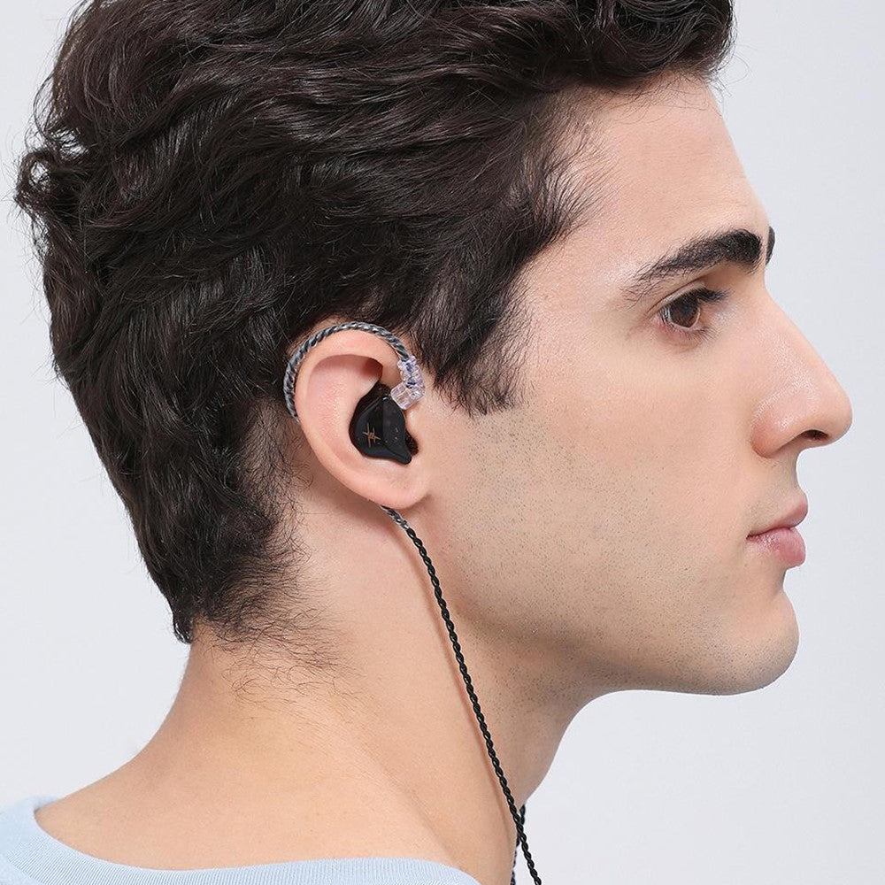 QKZ ZXT (version med mikrofon), 3,5 mm trådbundna HiFi-hörlurar med kraftfull bas och ergonomisk in-ear-design för musik och spel