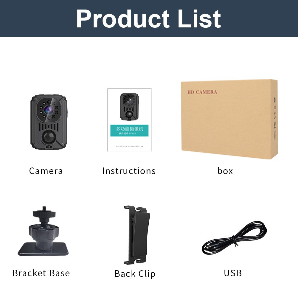 MD31 1080P HD Mini Camera PIR Surveillance Monitor Camera Home Security Device Support 8-128G TF Card (Battery Powered)