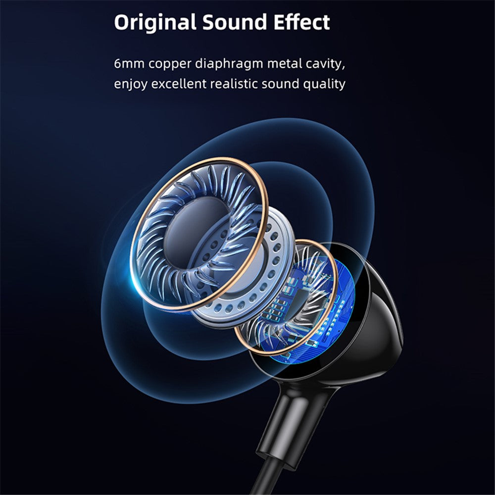 USAMS US-SJ594 EP-47 3.5mm In-Ear Wired Headset Lightweight Headphones TPE Wired Earphones with Sensitive Microphone / Button Control