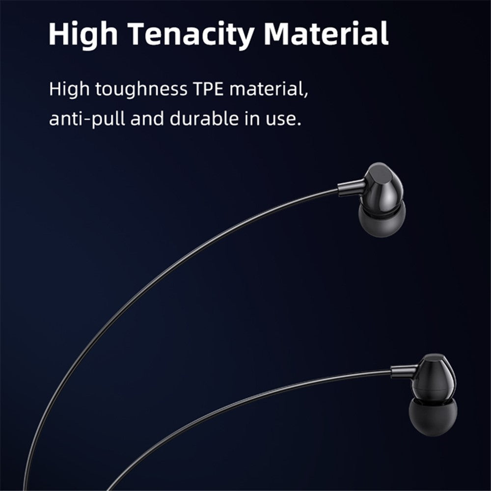 USAMS US-SJ594 EP-47 3.5mm In-Ear Wired Headset Lightweight Headphones TPE Wired Earphones with Sensitive Microphone / Button Control