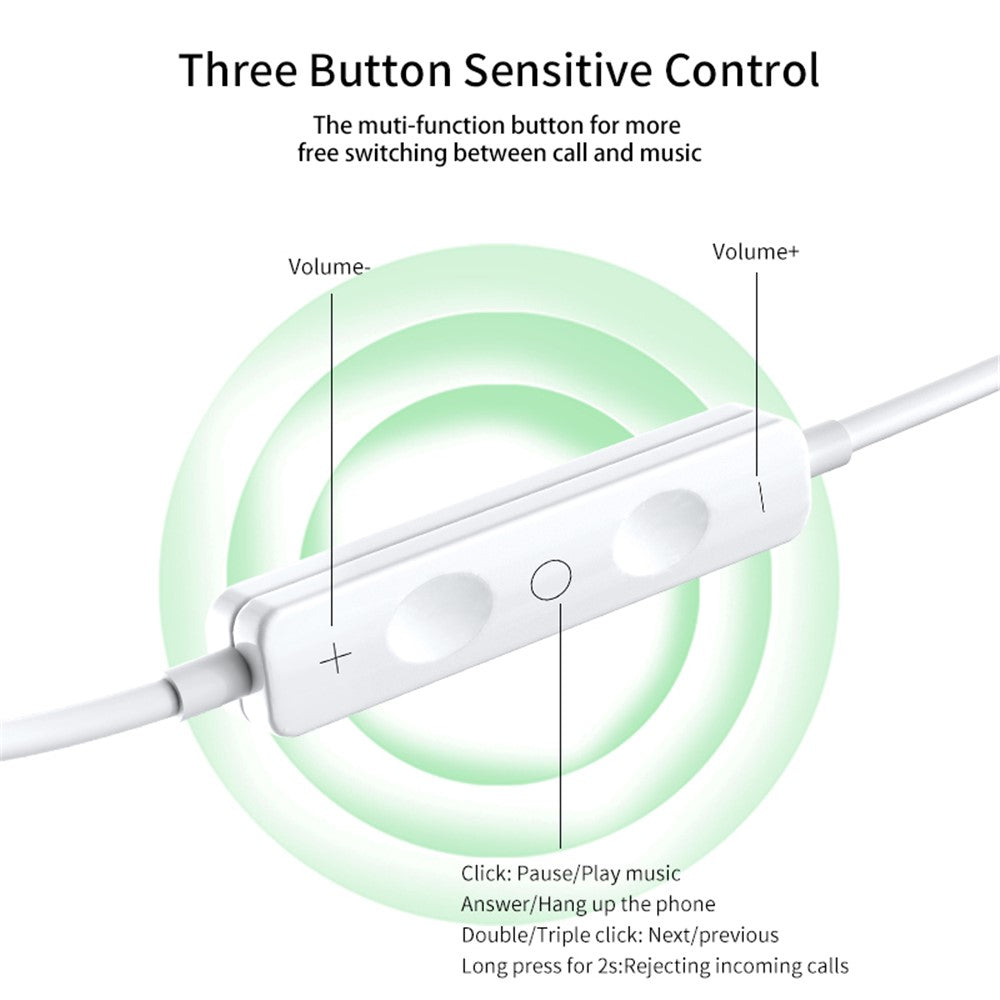 XUNDD X21 XDHE-017 Type-C Wire Control Semi-in-ear Earphone Mobile Phone Music Headset