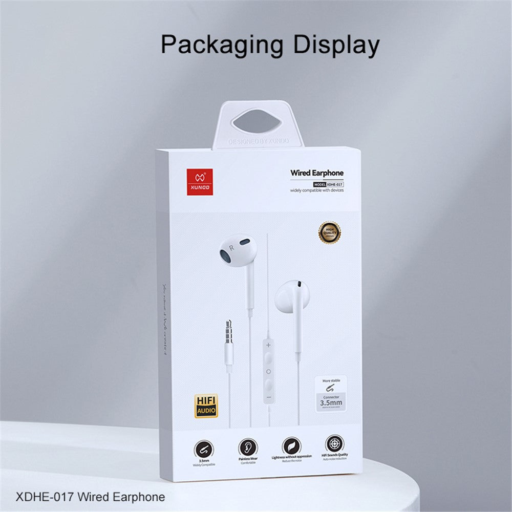 XUNDD XDHE-017 3.5mm Wire Control Music Call Earphone Semi-in-ear Mobile Phone Headset
