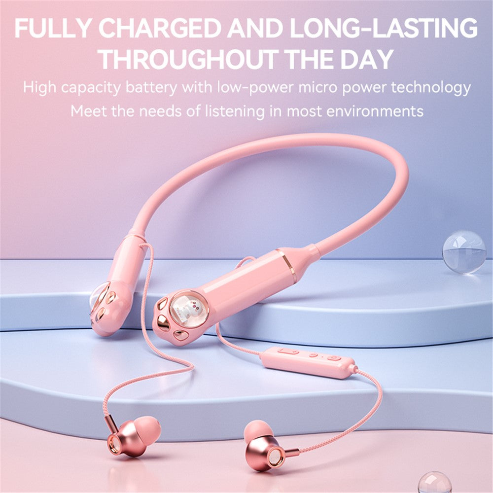 K1692 Neck-mounted Noise Canceling Bluetooth-compatible Earphone Cat Space Capsule RGB Light Wireless Headphone