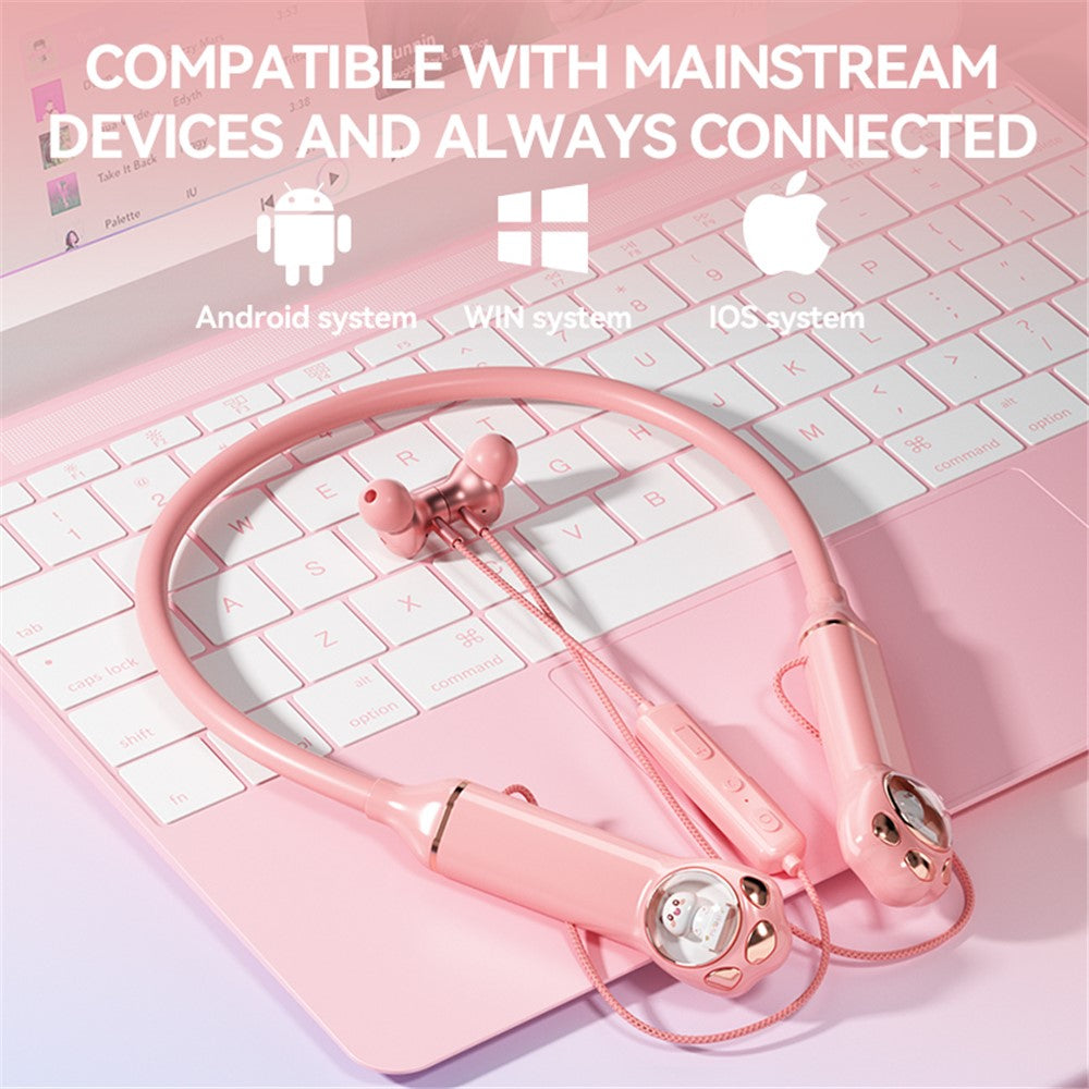 K1692 Neck-mounted Noise Canceling Bluetooth-compatible Earphone Cat Space Capsule RGB Light Wireless Headphone
