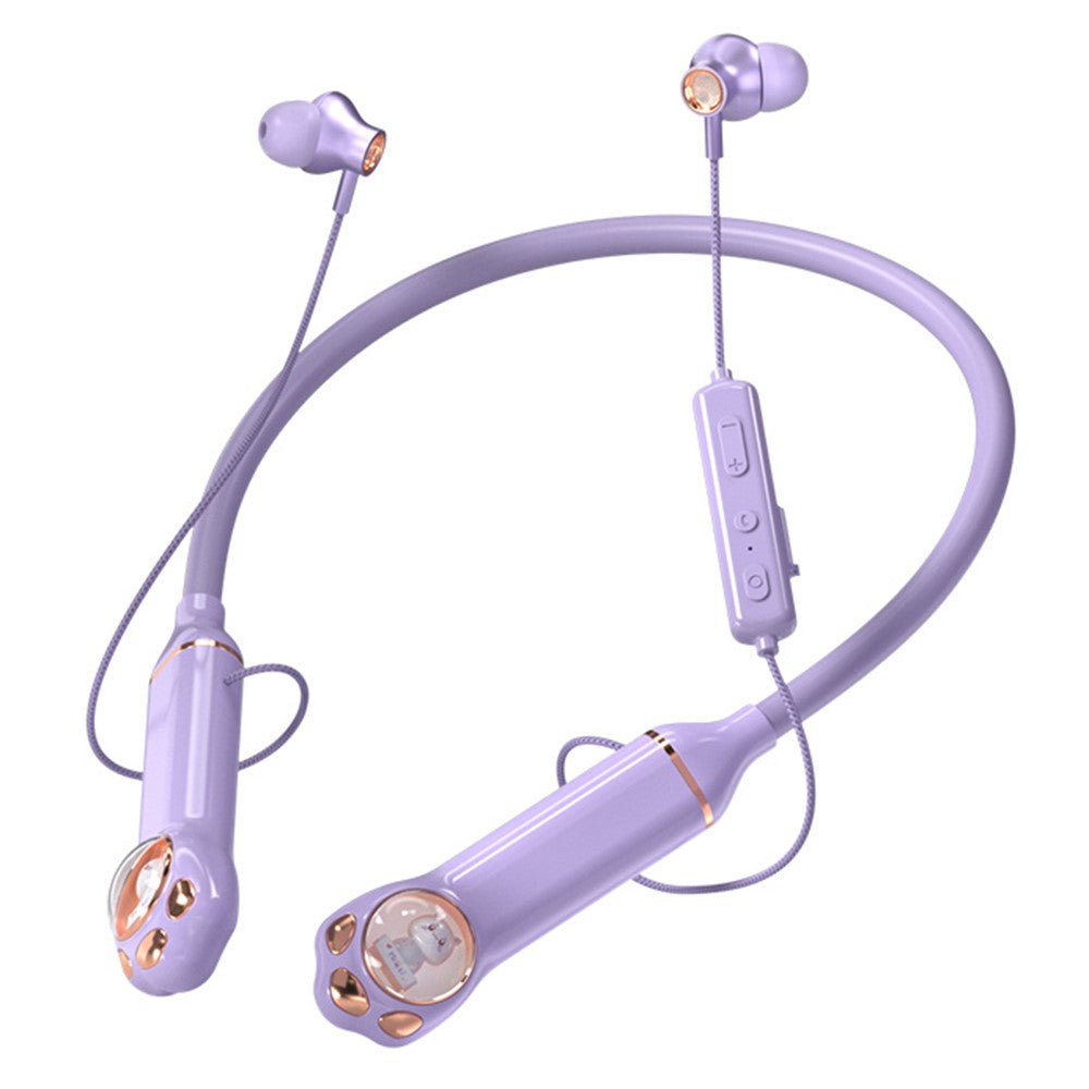 K1692 Neck-mounted Noise Canceling Bluetooth-compatible Earphone Cat Space Capsule RGB Light Wireless Headphone