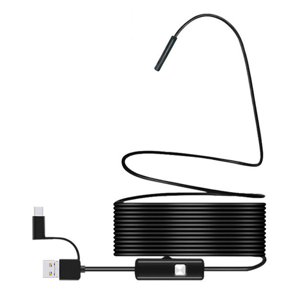 1m Wire Micro USB+Type-C+USB Endoscope 7mm COMS Camera Lens Inspection Tool Industrial Borescope