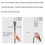 2m Wire Type-C+USB+Micro USB Endoscope Industrial Borescope Waterproof Inspection 7mm Snake Camera- Hard Wire