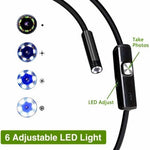 2m Wire Type-C+USB+Micro USB Endoscope Industrial Borescope Waterproof Inspection 7mm Snake Camera- Hard Wire
