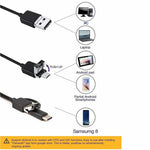 2m Wire Type-C+USB+Micro USB Endoscope Industrial Borescope Waterproof Inspection 7mm Snake Camera- Hard Wire